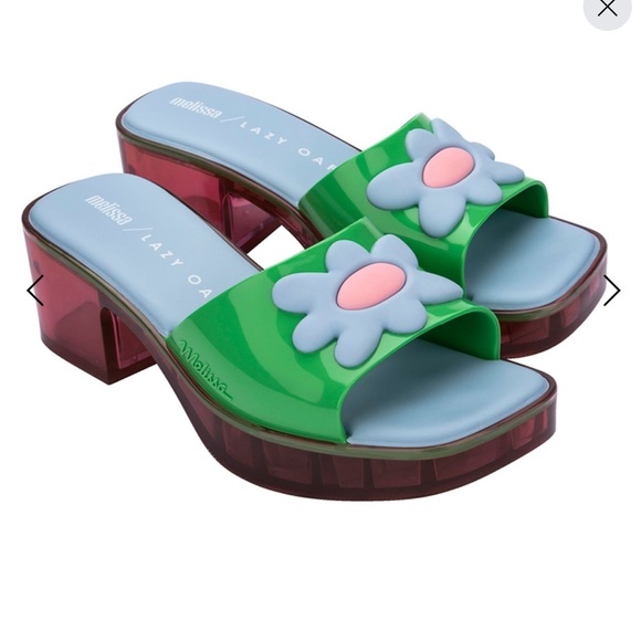 Melissa Lazy Oaf Shape Green Contrast sandals Barbie style - Picture 1 of 3